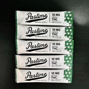 Packets of Pastime THC beverage additive